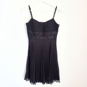 Ann Taylor Black Sequin Chiffon Cocktail Dress 0P